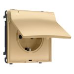 MS888010 Комплект механизма электрической розетки SIGMA Золото Мягкое касание 50Hz 2P+E с/з с/ш и крышкой IP44 16A-250V QUANT PRO (SP8880, PR141)