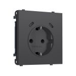 MS910510 Комплект механизма электрической розетки SIGMA Графит Мягкое касание 2USB С+C 20W (быст. зар.) с/з с/ш 16A-250V QUANT PRO (SP9105, PR165)