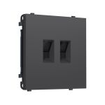 MS912110 Комплект механизма компьютерной двойной розетки SIGMA Графит Мягкое касание RJ-45 (8P8C) CAT6 с/ш QUANT PRO (SP9121, PR189)