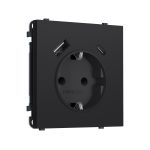 MS990010 Комплект механизма электрической розетки SIGMA Черный Мягкое касание 2USB A+C 20W (быст. зар.) с/з с/ш 16A-250V QUANT PRO (SP9900, PR160)