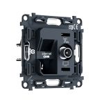 PR195 Механизм розетки компьютерной + TV оконечной RJ-45 (8P8C) CAT6/50-870MHz 1dB с автоматической защитной шторкой QUANT PRO
