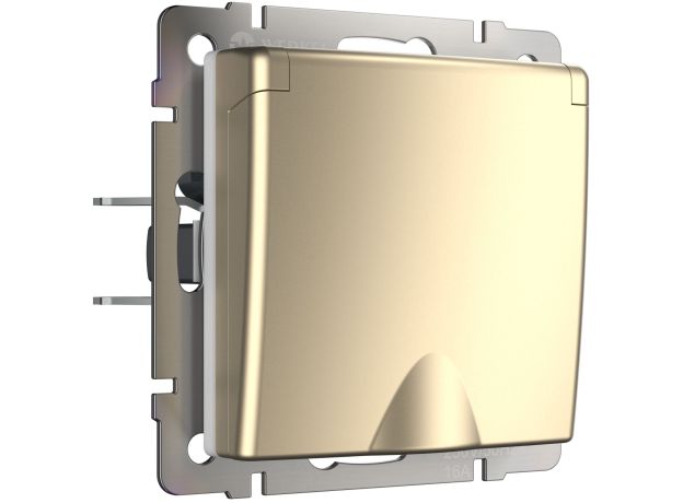 Розетка влагозащ. с зазем. с защит. крышкой и шторками (шампань) W1171211