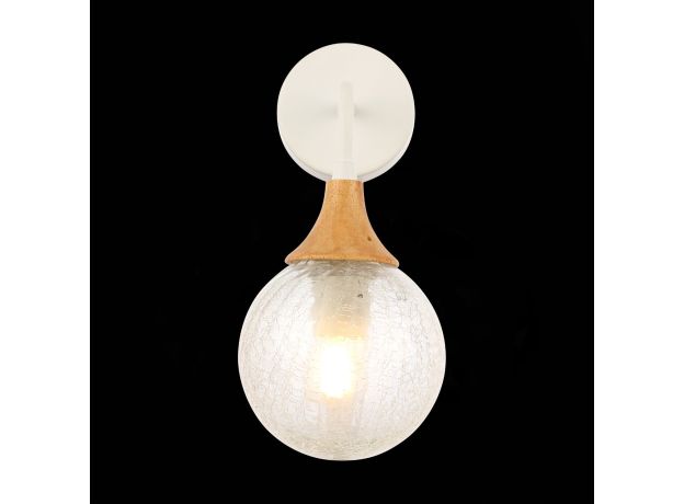 SLE109501-01 Светильник настенный Белый, Светлое дерево/Прозрачный E14 1*60W LIONE