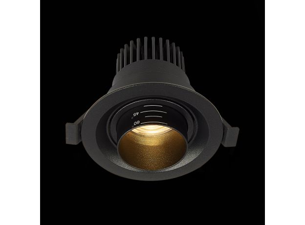 ST701.438.07 Св-к встр. Zoom Черный LED 1*7W 3000K 560Lm Ra 15°-60° IP20 D90xH65 170-240V Встраиваемые светильники