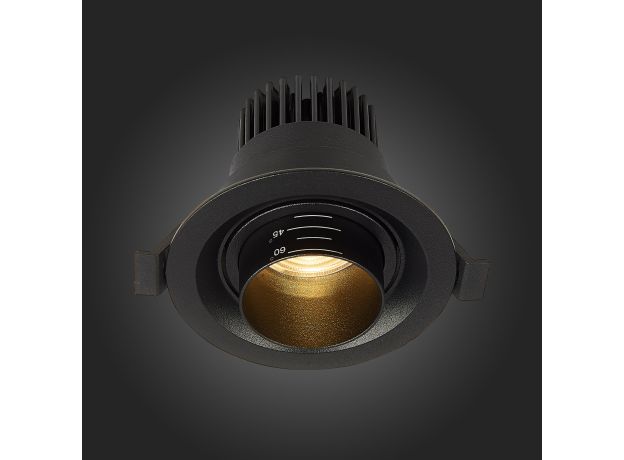 ST701.438.07 Св-к встр. Zoom Черный LED 1*7W 3000K 560Lm Ra 15°-60° IP20 D90xH65 170-240V Встраиваемые светильники