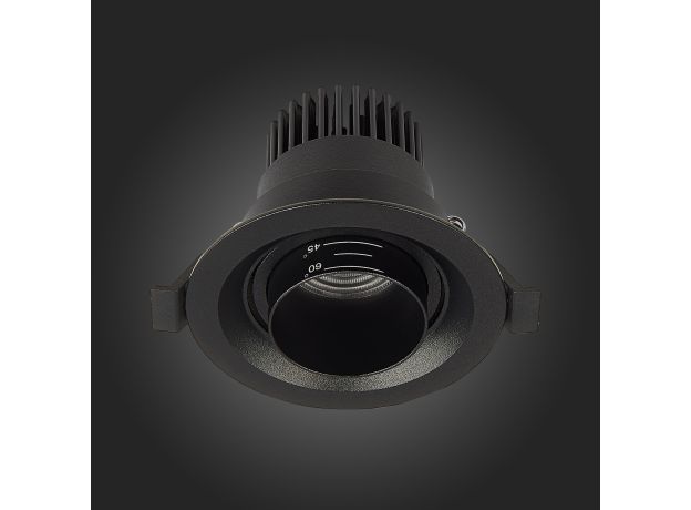 ST701.438.07 Св-к встр. Zoom Черный LED 1*7W 3000K 560Lm Ra 15°-60° IP20 D90xH65 170-240V Встраиваемые светильники