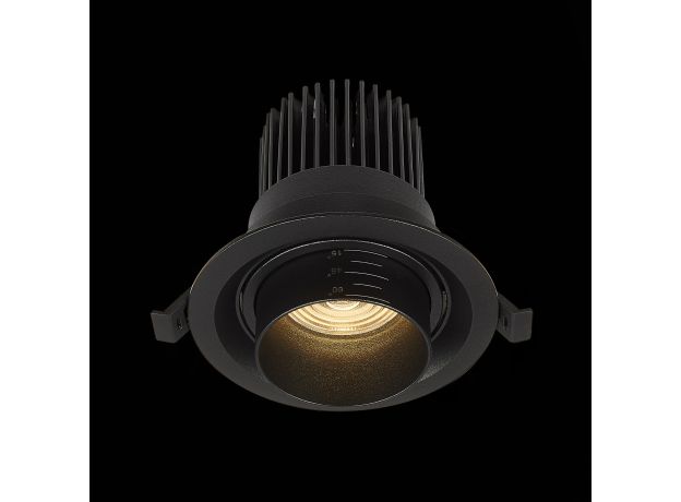 ST701.438.12 Св-к встр. Zoom Черный LED 1*12W 3000K 960Lm Ra90 15°-60° IP20 D115xH95 170-240V Встраиваемые светильники