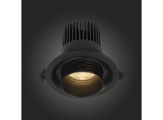 ST701.438.12 Св-к встр. Zoom Черный LED 1*12W 3000K 960Lm Ra90 15°-60° IP20 D115xH95 170-240V Встраиваемые светильники