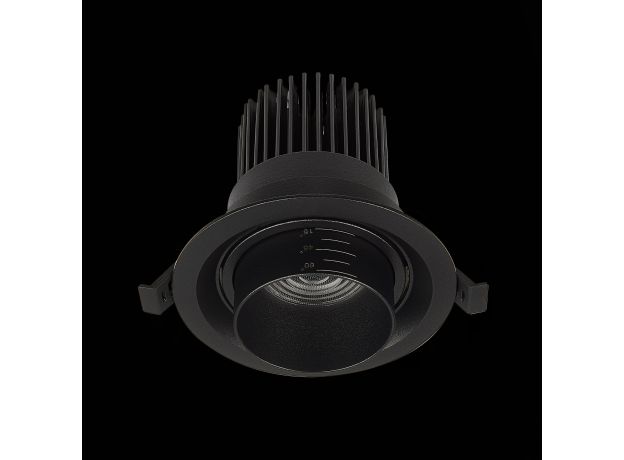 ST701.438.12 Св-к встр. Zoom Черный LED 1*12W 3000K 960Lm Ra90 15°-60° IP20 D115xH95 170-240V Встраиваемые светильники