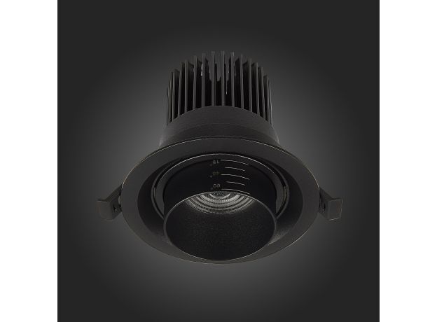 ST701.438.12 Св-к встр. Zoom Черный LED 1*12W 3000K 960Lm Ra90 15°-60° IP20 D115xH95 170-240V Встраиваемые светильники