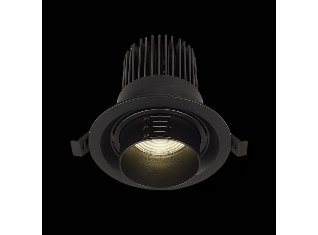 ST701.448.12 Св-к встр. Zoom Черный LED 1*12W 4000K 960Lm Ra90 15°-60° IP20 D115xH95 170-240V Встраиваемые светильники