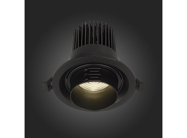 ST701.448.12 Св-к встр. Zoom Черный LED 1*12W 4000K 960Lm Ra90 15°-60° IP20 D115xH95 170-240V Встраиваемые светильники