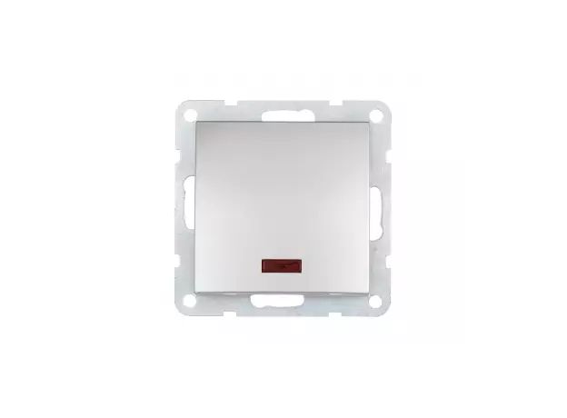 Выключатель 1-кл., c индикатором (схема 1L) 16 A, 250 B (серебристый металлик) LK60