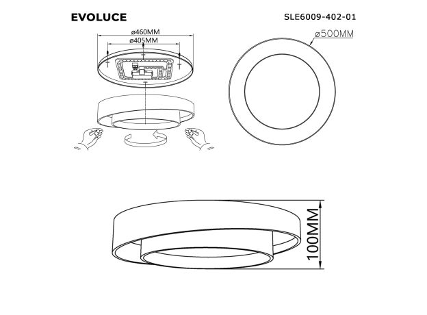 SLE6009-402-01 Светильник потолочный Черный/Белый LED 1*50W 3000K/4000K/6000K