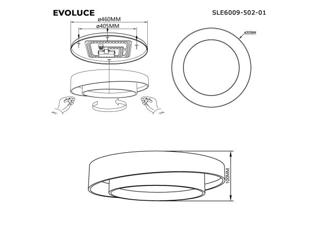 *SLE6009-502-01 Светильник потолочный Белый/Белый LED 1*50W 3000K/4000K/6000K