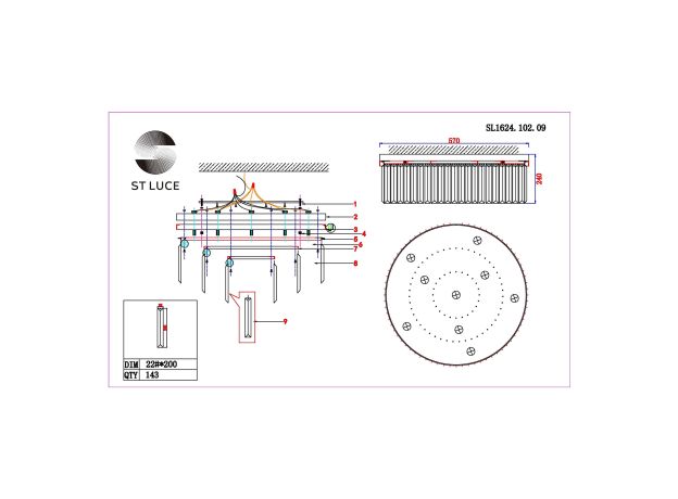 *SL1624.102.09 Люстра потолочная ST-Luce Хром/Прозрачный E14 9*40W