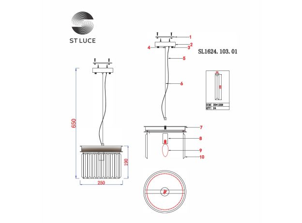 *SL1624.103.01 Светильник подвесной ST-Luce Хром/Прозрачный E14 1*40W