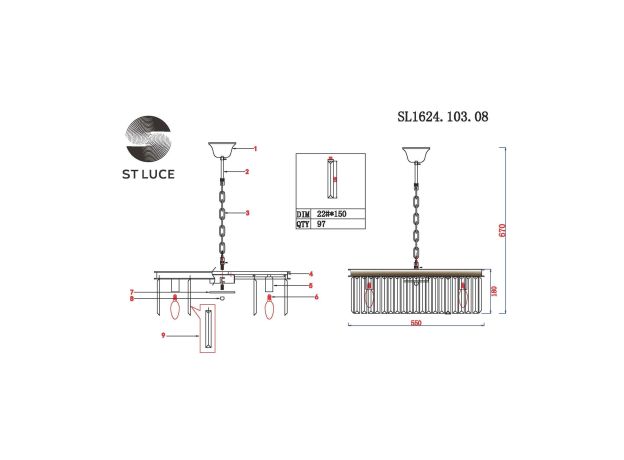 *SL1624.103.08 Люстра подвесная ST-Luce Хром/Прозрачный E14 8*40W