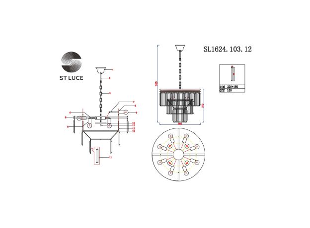 *SL1624.103.12 Люстра подвесная ST-Luce Хром/Прозрачный E14 12*40W