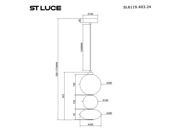 SL6119.403.24 Светильник подвесной ST-Luce Черный/Дымчато-Серый LED 1*24W 3000K PERLINA