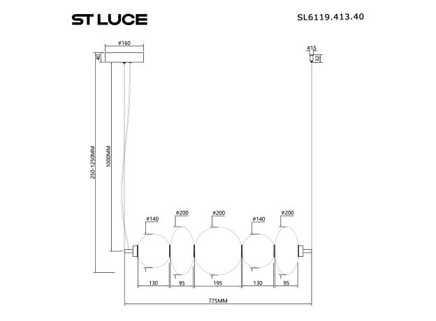 SL6119.413.40 Светильник подвесной ST-Luce Черный/Дымчато-Серый LED 1*40W 3000K PERLINA