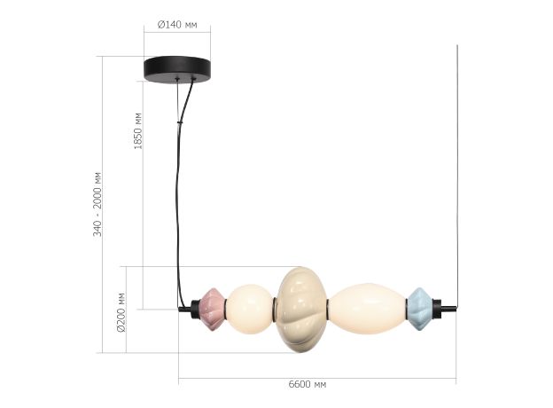 SL6134.423.01 Светильник подвесной ST-Luce черный/синий, желтый, розовый, опаловый LED 1*18W 3000K FLORENTINI