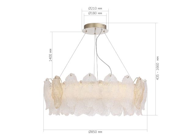 SL6135.223.01 Светильник подвесной ST-Luce золото/прозрачный, янтарный LED 1*56W 3000K LIGHTSOME