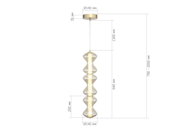 SL6136.213.01 Светильник подвесной ST-Luce золото/коньячный LED 1*18W 3000K SPINE