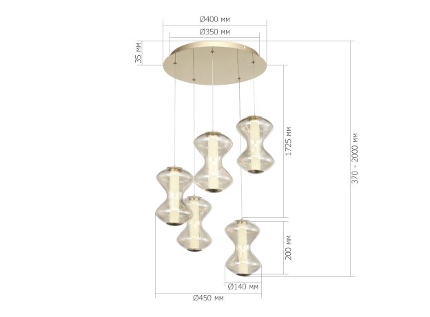 SL6136.233.01 Светильник подвесной ST-Luce золото/коньячный LED 1*28W 3000K SPINE