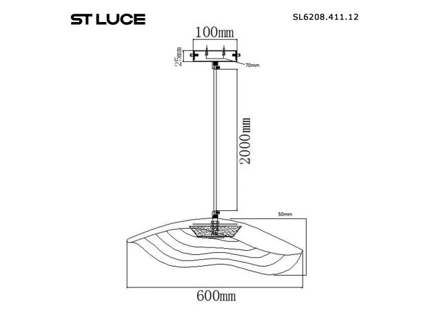 *SL6208.411.12 Светильник подвесной ST-Luce Черный/Черный, Оранжевый LED 1*12W 3000K