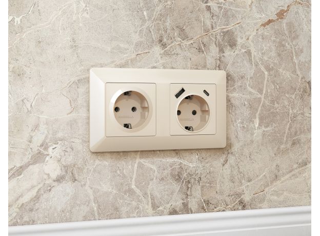 AF110302 Рамка ALFA Line (Бежевый глянец) 2-ая