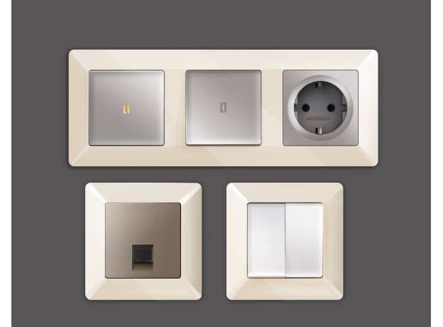 AF110302 Рамка ALFA Line (Бежевый глянец) 2-ая