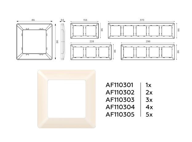 AF110302 Рамка ALFA Line (Бежевый глянец) 2-ая