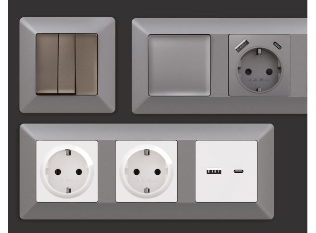 AF110503 Рамка ALFA Line (Сталь матовый) 3-ая