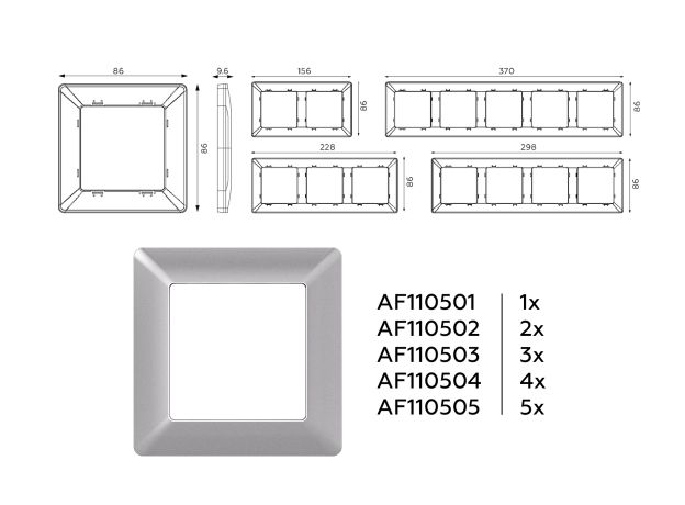 AF110504 Рамка ALFA Line (Сталь матовый) 4-ая