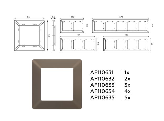AF110633 Рамка ALFA Line (Темная бронза матовый) 3-ая