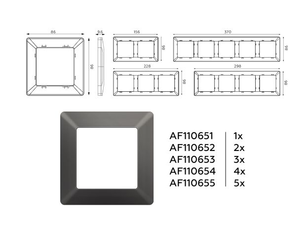 AF110653 Рамка ALFA Line (Антрацит серый) 3-ая