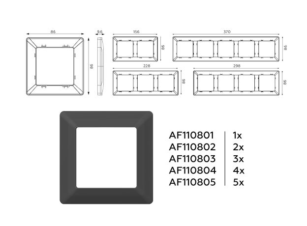 AF110805 Рамка ALFA Line (Графит Мягкое касание) 5-ая