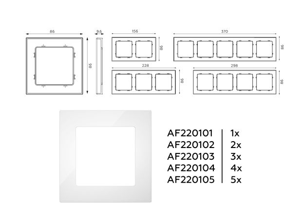 AF220102 Рамка ALFA Techno (Белый глянец) 2-ая