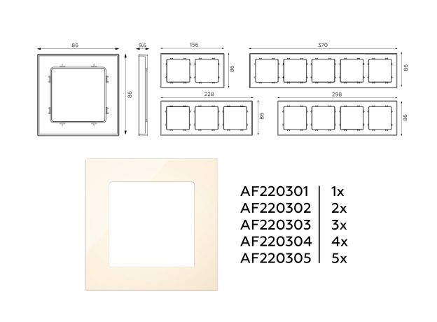 AF220305 Рамка ALFA Techno (Бежевый глянец) 5-ая
