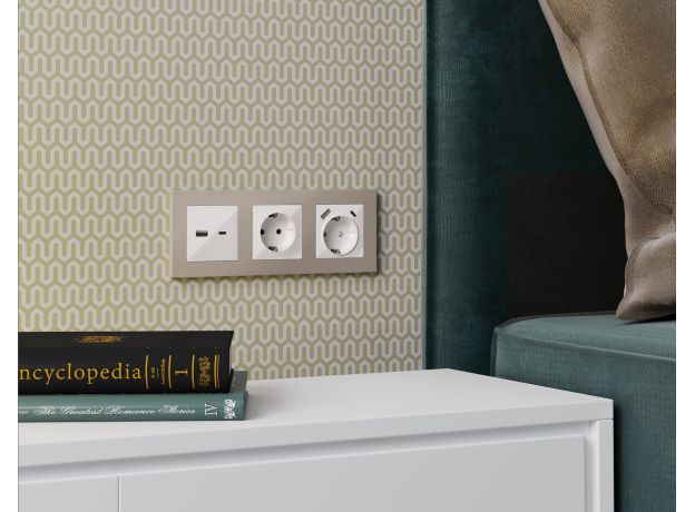 AF220363 Рамка ALFA Techno (Серо-бежевый матовый) 3-ая