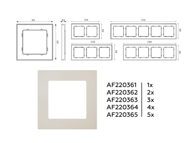 AF220365 Рамка ALFA Techno (Серо-бежевый матовый) 5-ая