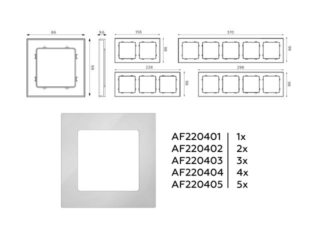 AF220404 Рамка ALFA Techno (Серебро глянец) 4-ая AF220404 Рамка ALFA Techno (Серебро глянец) 4-ая