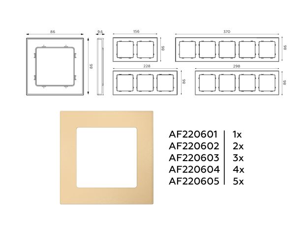 AF220601 Рамка ALFA Techno (Шампань) 1-ая