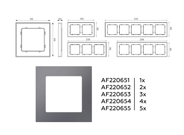 AF220651 Рамка ALFA Techno (Антрацит серый) 1-ая AF220651 Рамка ALFA Techno (Антрацит серый) 1-ая