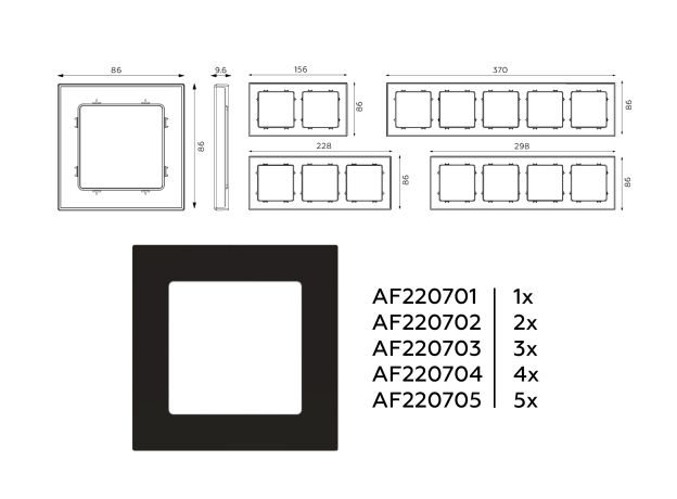 AF220704 Рамка ALFA Techno (Черный матовый) 4-ая AF220704 Рамка ALFA Techno (Черный матовый) 4-ая