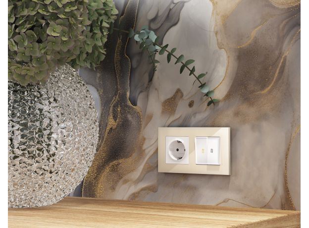 AF250302 Рамка ALFA Qubi (Бежевый глянец) 2-ая