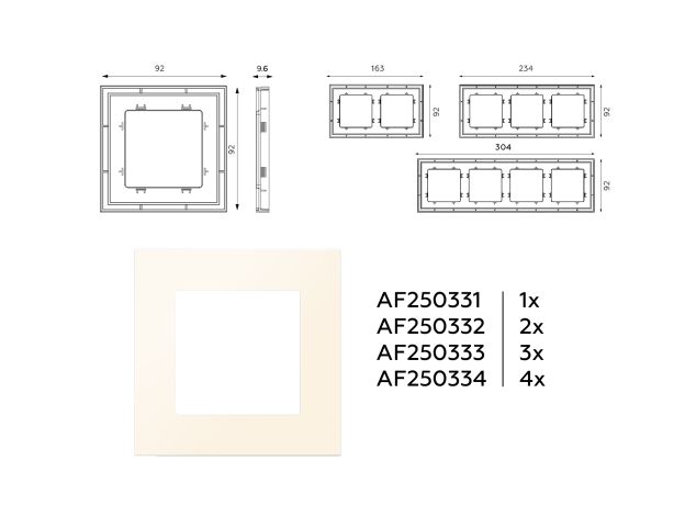 AF250332 Рамка ALFA Qubi (Бежевый матовый) 2-ая AF250332 Рамка ALFA Qubi (Бежевый матовый) 2-ая