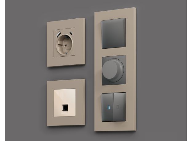 AF250362 Рамка ALFA Qubi (Серо-бежевый матовый) 2-ая