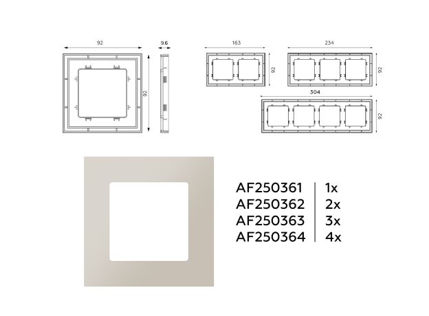 AF250362 Рамка ALFA Qubi (Серо-бежевый матовый) 2-ая